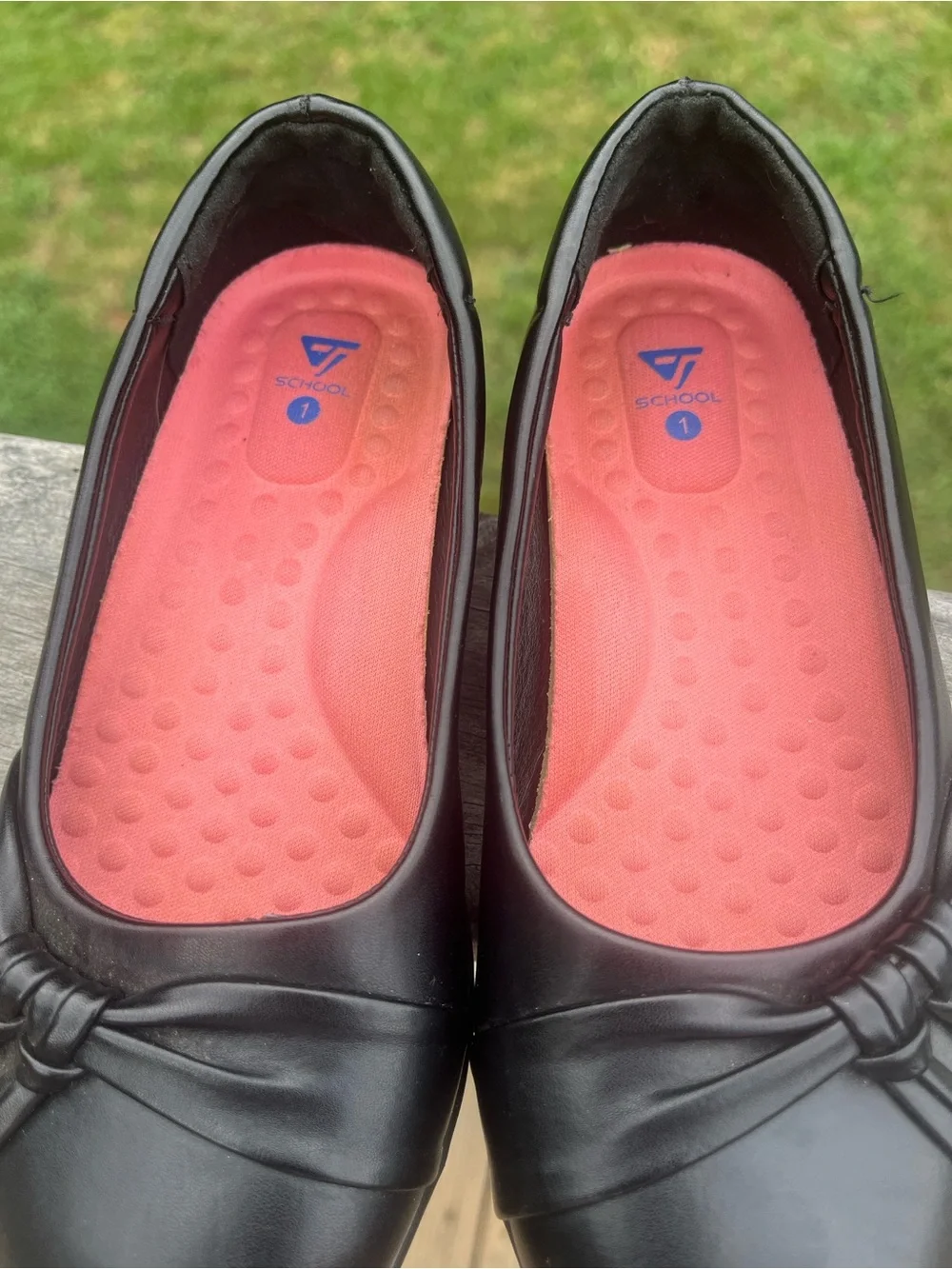 Girls' Black Dress Flats with Pink Insole